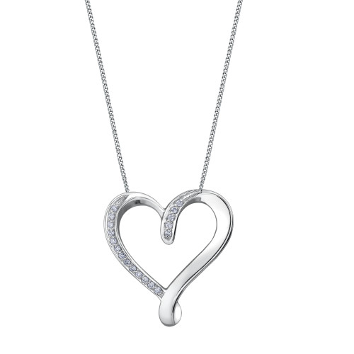 Pendentif coeur 10kt blanc avec diamants.