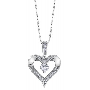 10kt white heart pendant with .26ct diamonds.