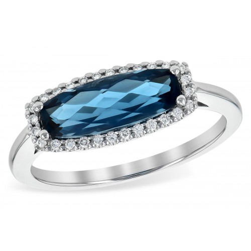 14kt white gold ring with london blue topaz