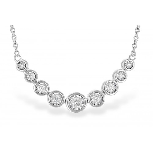 Collier or blanc 14kt avec un total de  25 points de diamants