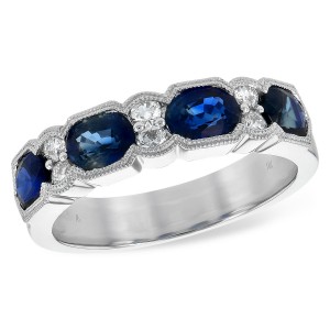 Bague saphire bleu en or blanc 14kt