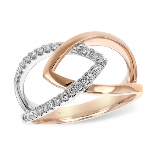 Bague or rose et blanc 14kt avec accent de diamants