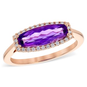 14kt pink gold amethyst ring